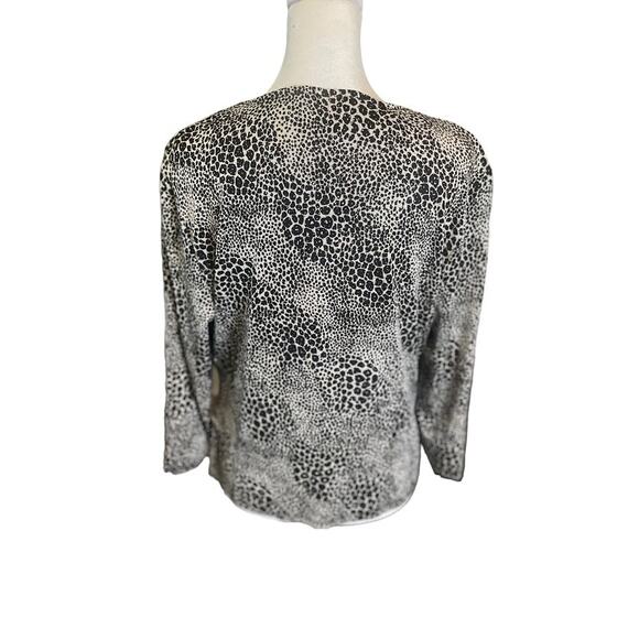 Alex Evenings Faux Wrap Animal Print Knit Dressy Top Petite Size Large - Picture 2 of 3